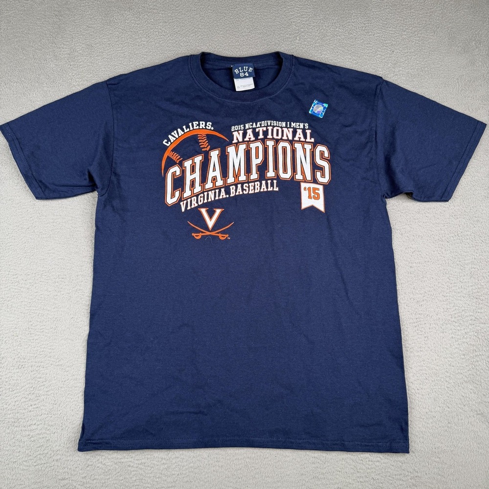Virginia Cavaliers Shirt Boys XL Blue NCAA Baseball 2015 Champions Blue 84